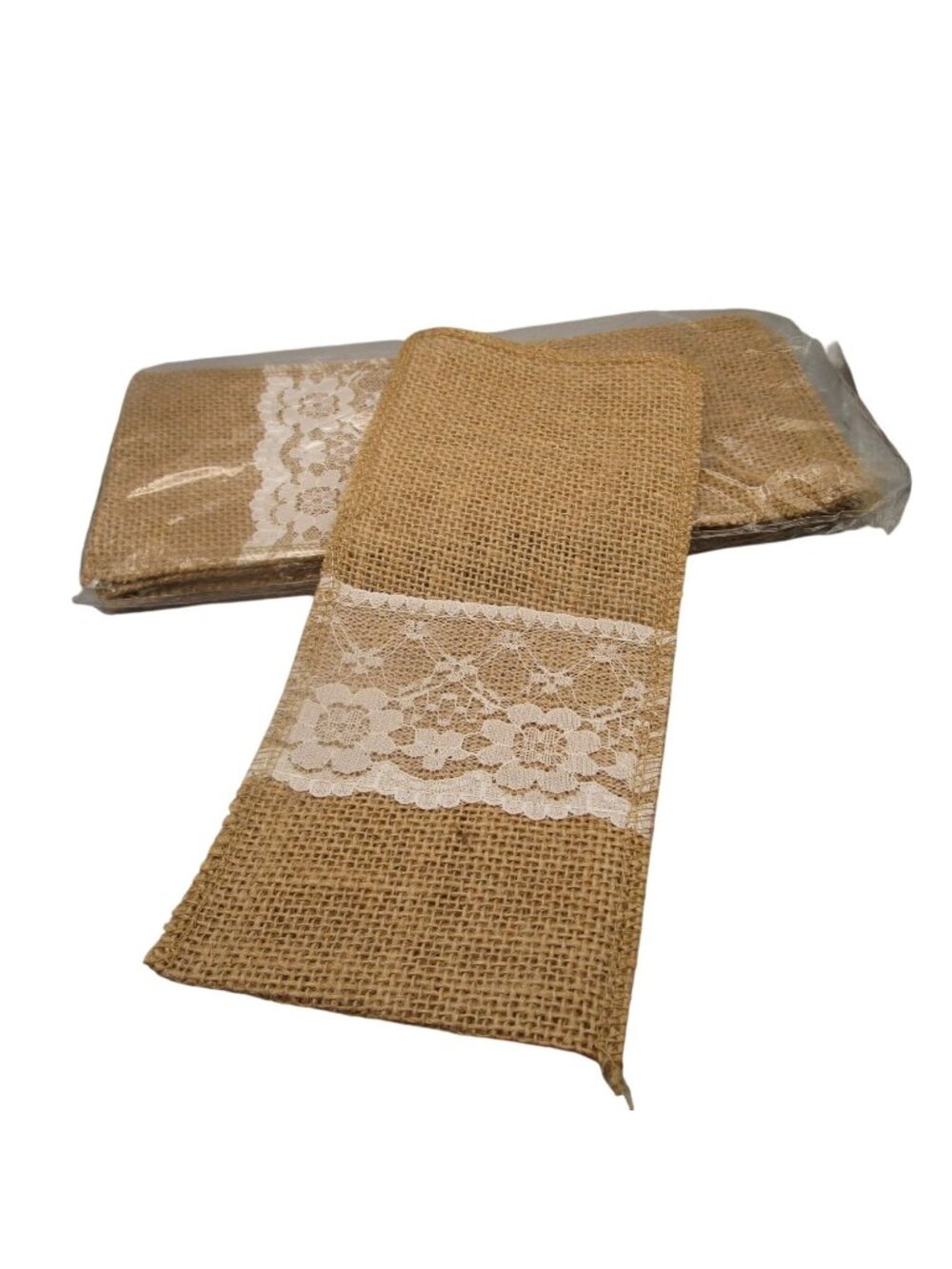 Burlap and Lace Silverware Utensil Pocket Rustic Wedding Farmhouse Style 8 Open